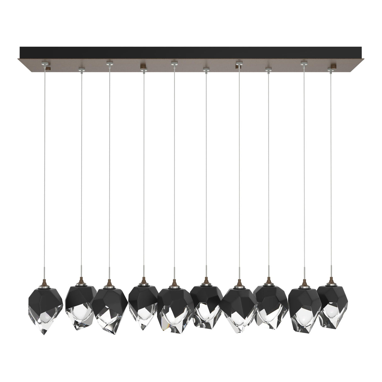 Hubbardton Forge 2023 Bronze Black Crystal (BP) Standard Chrysalis 10-Light Small Crystal Pendant
