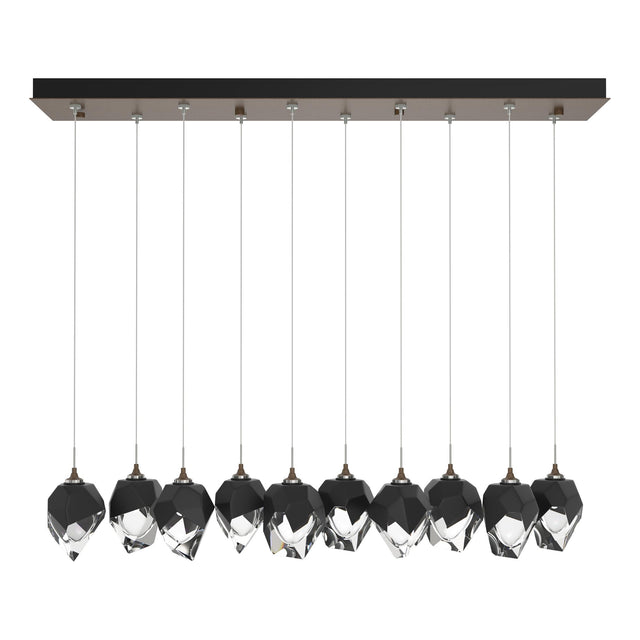 Hubbardton Forge 2023 Bronze Black Crystal (BP) Standard Chrysalis 10-Light Small Crystal Pendant