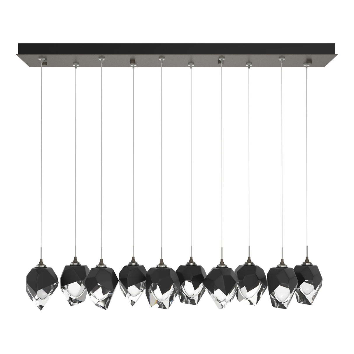 Hubbardton Forge 2023 Dark Smoke Black Crystal (BP) Standard Chrysalis 10-Light Small Crystal Pendant