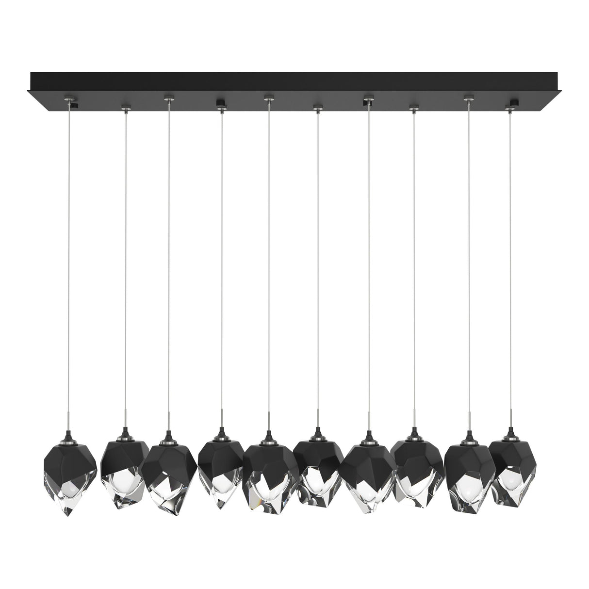 Hubbardton Forge 2023 Black Black Crystal (BP) Standard Chrysalis 10-Light Small Crystal Pendant