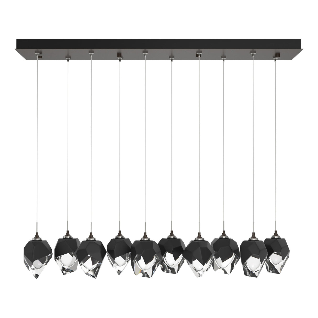 Hubbardton Forge 2023 Oil Rubbed Bronze Black Crystal (BP) Standard Chrysalis 10-Light Small Crystal Pendant