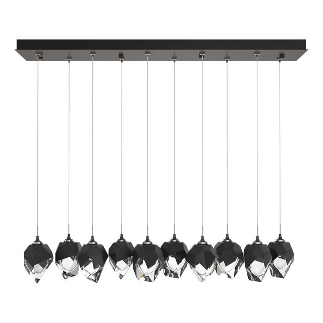 Hubbardton Forge 2023 Oil Rubbed Bronze Black Crystal (BP) Standard Chrysalis 10-Light Small Crystal Pendant