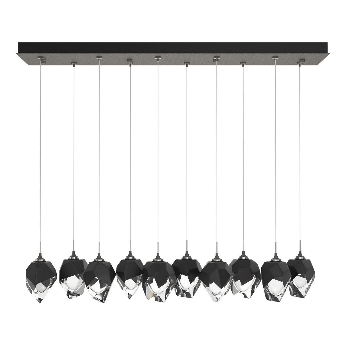 Hubbardton Forge 2023 Natural Iron Black Crystal (BP) Standard Chrysalis 10-Light Small Crystal Pendant