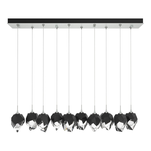 Hubbardton Forge 2023 Vintage Platinum Black Crystal (BP) Standard Chrysalis 10-Light Small Crystal Pendant