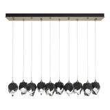 Hubbardton Forge 2023 Soft Gold Black Crystal (BP) Standard Chrysalis 10-Light Small Crystal Pendant
