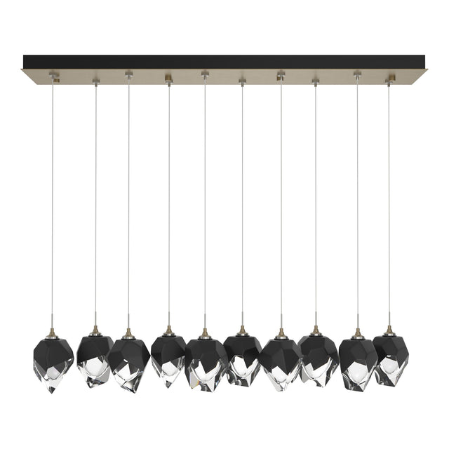Hubbardton Forge 2023 Soft Gold Black Crystal (BP) Standard Chrysalis 10-Light Small Crystal Pendant