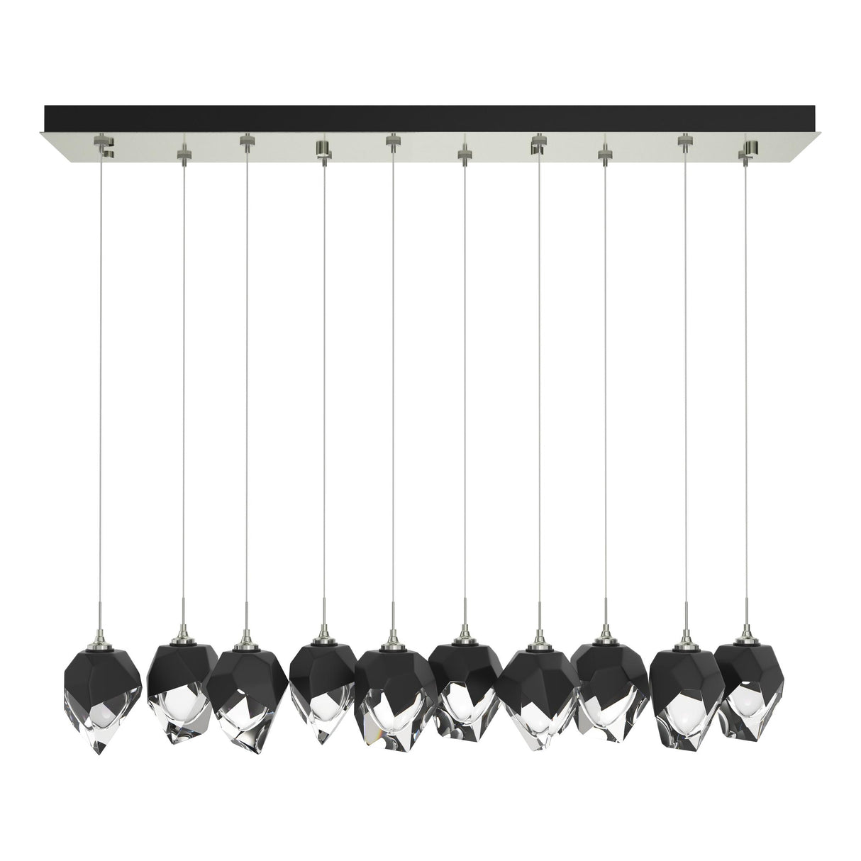 Hubbardton Forge 2023 Sterling Black Crystal (BP) Standard Chrysalis 10-Light Small Crystal Pendant