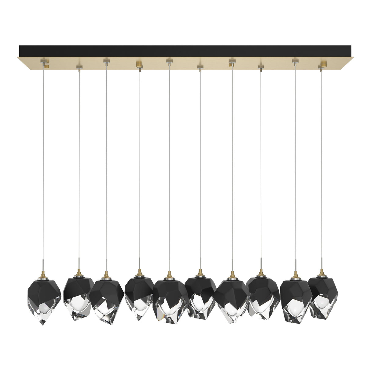 Hubbardton Forge 2023 Modern Brass Black Crystal (BP) Standard Chrysalis 10-Light Small Crystal Pendant