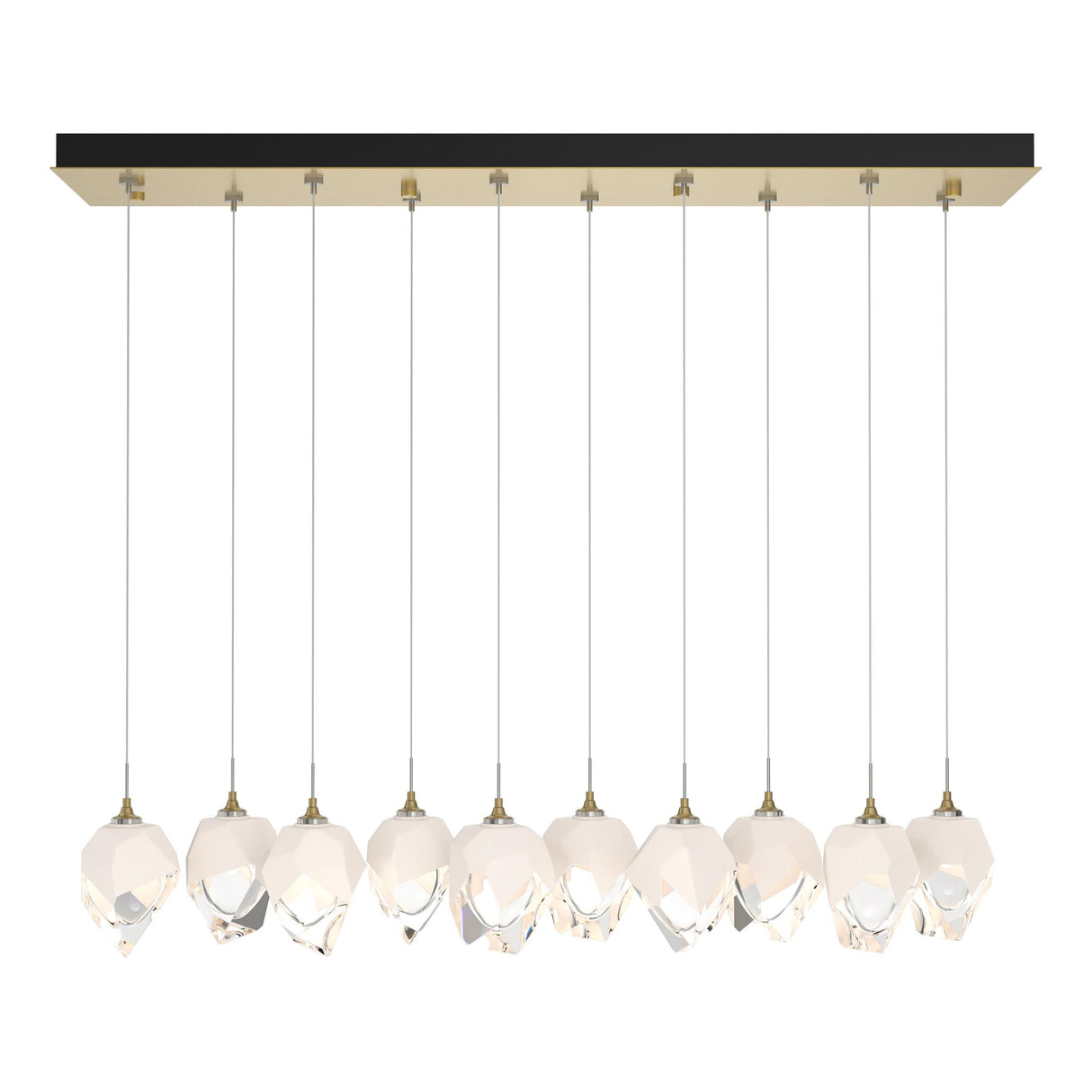 Hubbardton Forge 2023 Modern Brass White Crystal (WP) Standard Chrysalis 10-Light Small Crystal Pendant