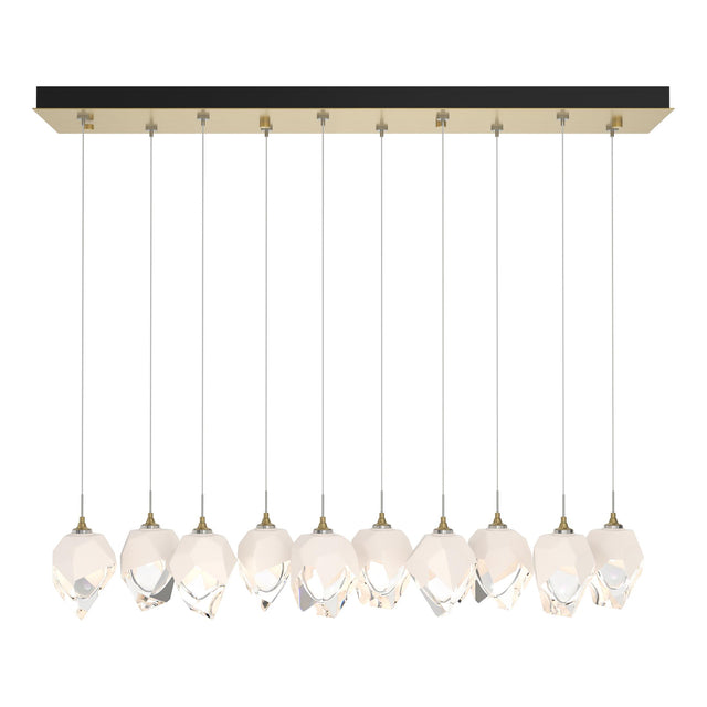 Hubbardton Forge 2023 Modern Brass White Crystal (WP) Standard Chrysalis 10-Light Small Crystal Pendant