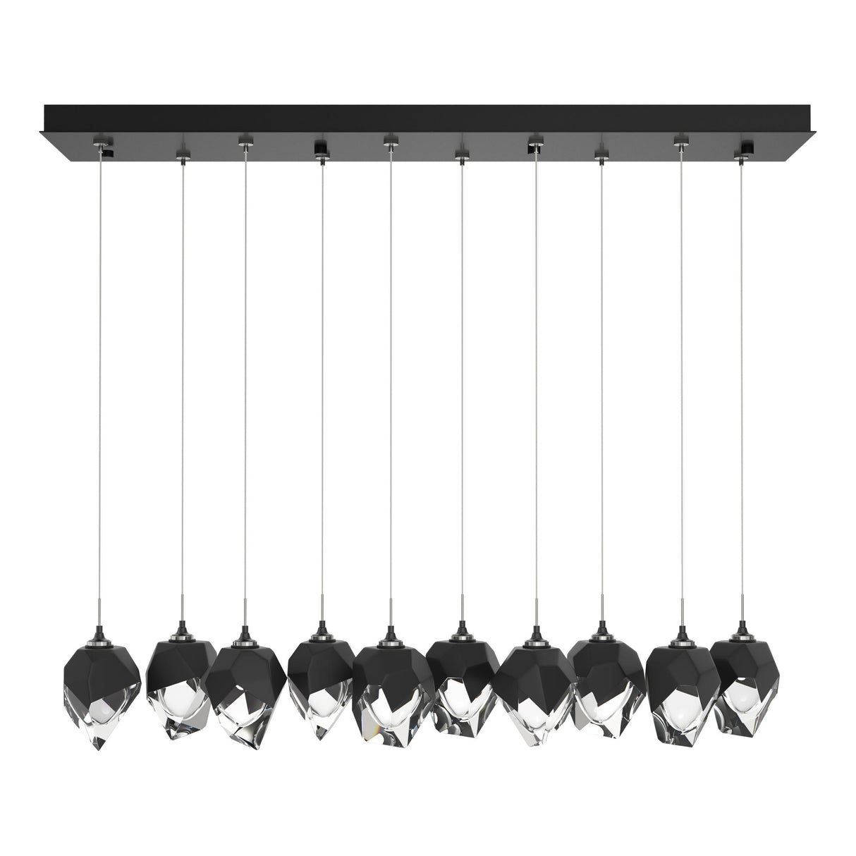 Hubbardton Forge 2023 Ink Black Crystal (BP) Standard Chrysalis 10-Light Small Crystal Pendant