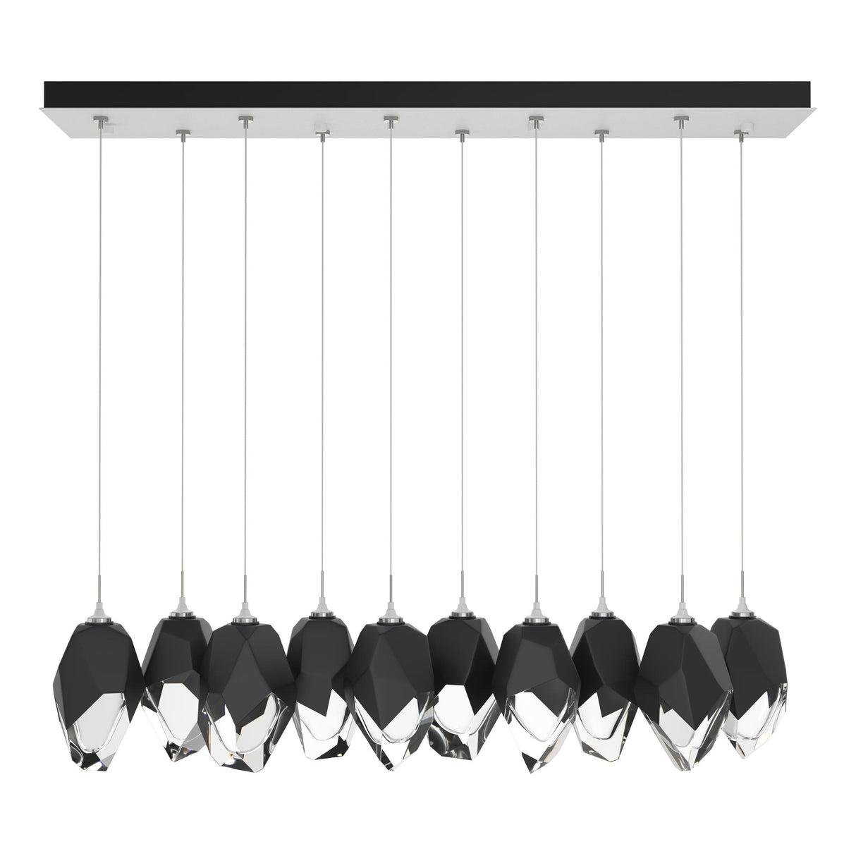 Hubbardton Forge 2023 White Black Crystal (BP) Long Chrysalis 10-Light Large Crystal Pendant