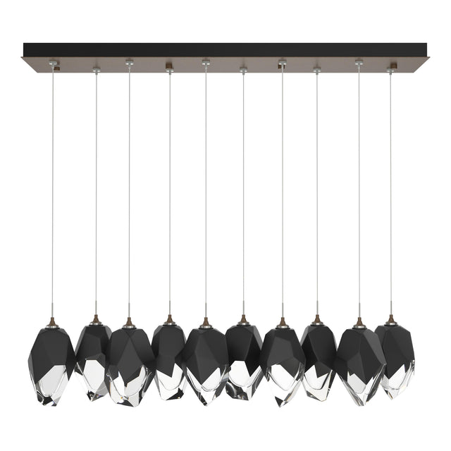 Hubbardton Forge 2023 Bronze Black Crystal (BP) Long Chrysalis 10-Light Large Crystal Pendant