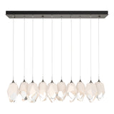 Hubbardton Forge 2023 Dark Smoke White Crystal (WP) Long Chrysalis 10-Light Large Crystal Pendant