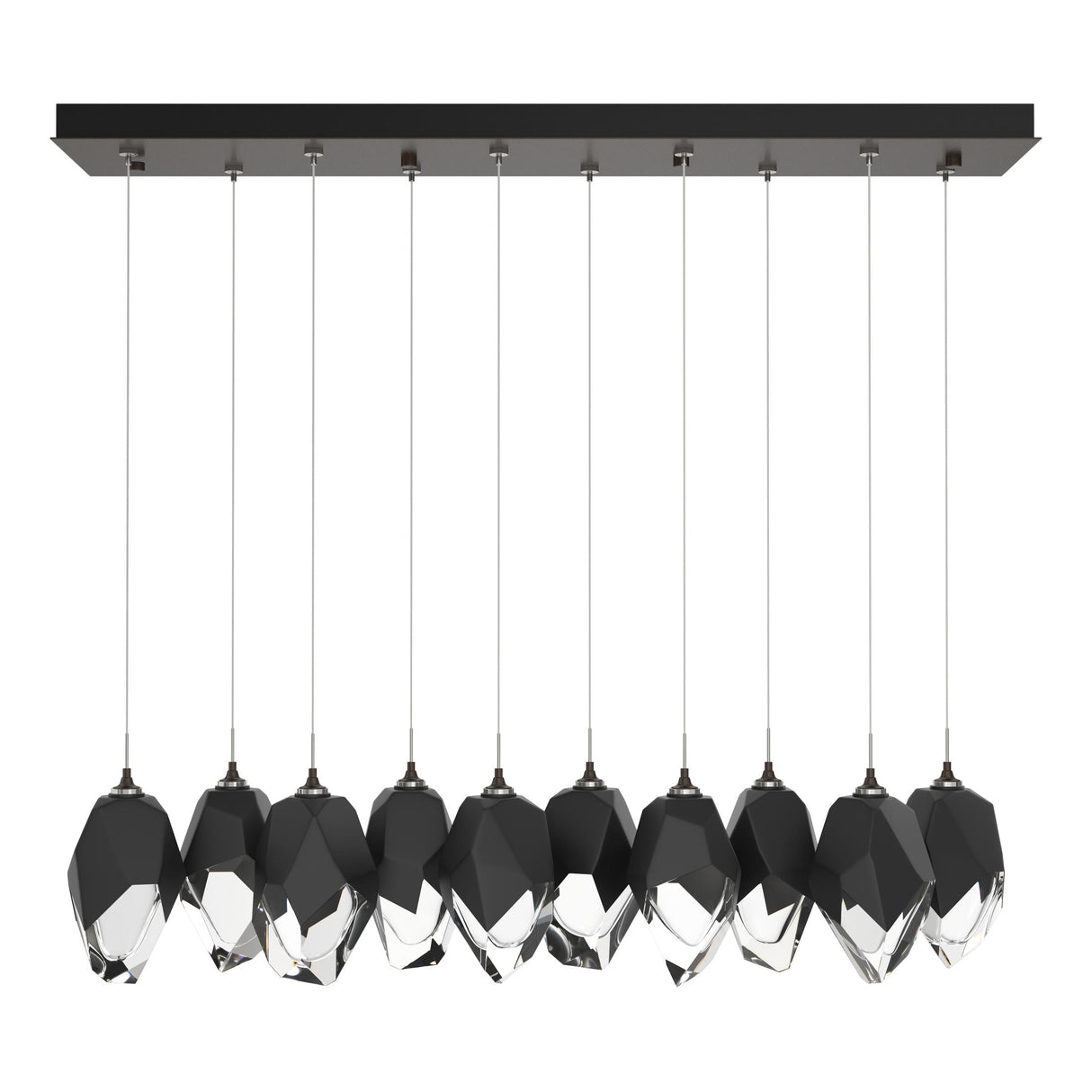 Hubbardton Forge 2023 Oil Rubbed Bronze Black Crystal (BP) Long Chrysalis 10-Light Large Crystal Pendant