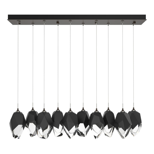 Hubbardton Forge 2023 Oil Rubbed Bronze Black Crystal (BP) Long Chrysalis 10-Light Large Crystal Pendant