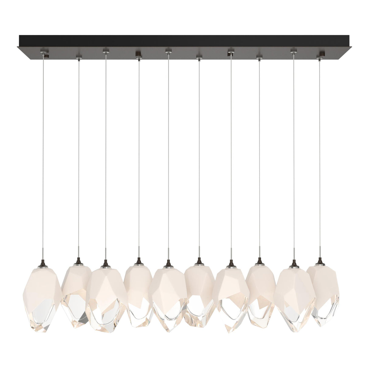 Hubbardton Forge 2023 Oil Rubbed Bronze White Crystal (WP) Long Chrysalis 10-Light Large Crystal Pendant