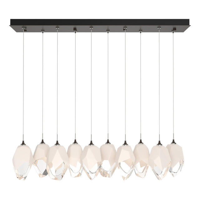 Hubbardton Forge 2023 Oil Rubbed Bronze White Crystal (WP) Long Chrysalis 10-Light Large Crystal Pendant