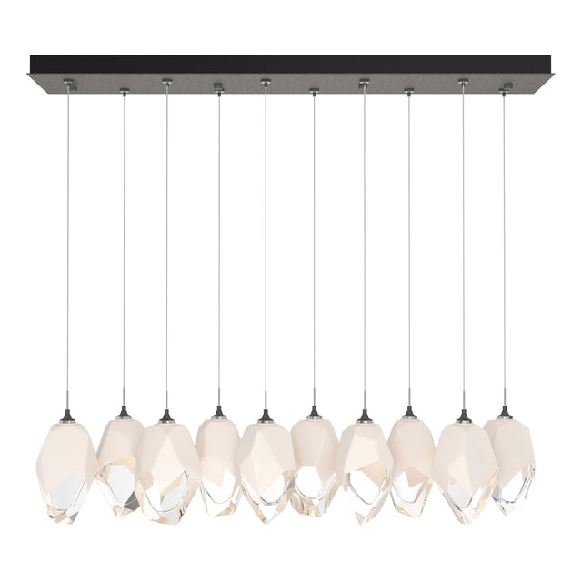 Hubbardton Forge 2023 Natural Iron White Crystal (WP) Long Chrysalis 10-Light Large Crystal Pendant