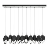 Hubbardton Forge 2023 Vintage Platinum Black Crystal (BP) Long Chrysalis 10-Light Large Crystal Pendant