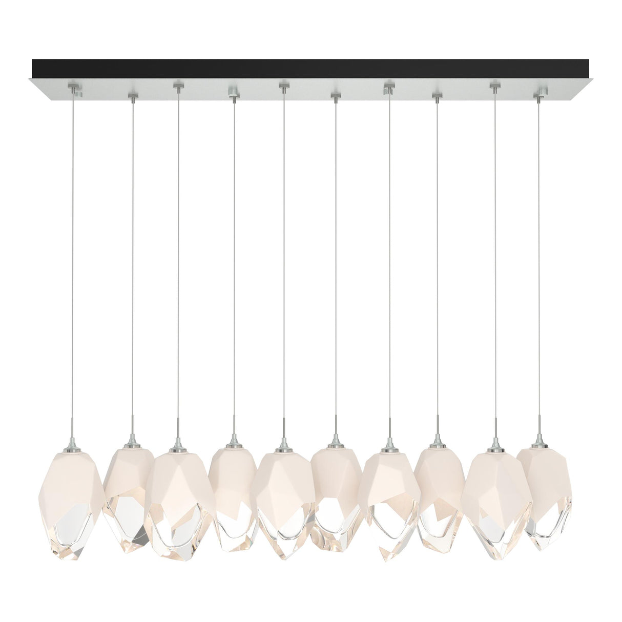 Hubbardton Forge 2023 Vintage Platinum White Crystal (WP) Long Chrysalis 10-Light Large Crystal Pendant