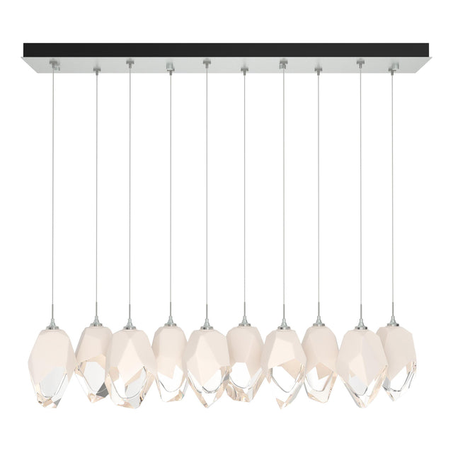 Hubbardton Forge 2023 Vintage Platinum White Crystal (WP) Long Chrysalis 10-Light Large Crystal Pendant