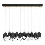 Hubbardton Forge 2023 Soft Gold Black Crystal (BP) Long Chrysalis 10-Light Large Crystal Pendant