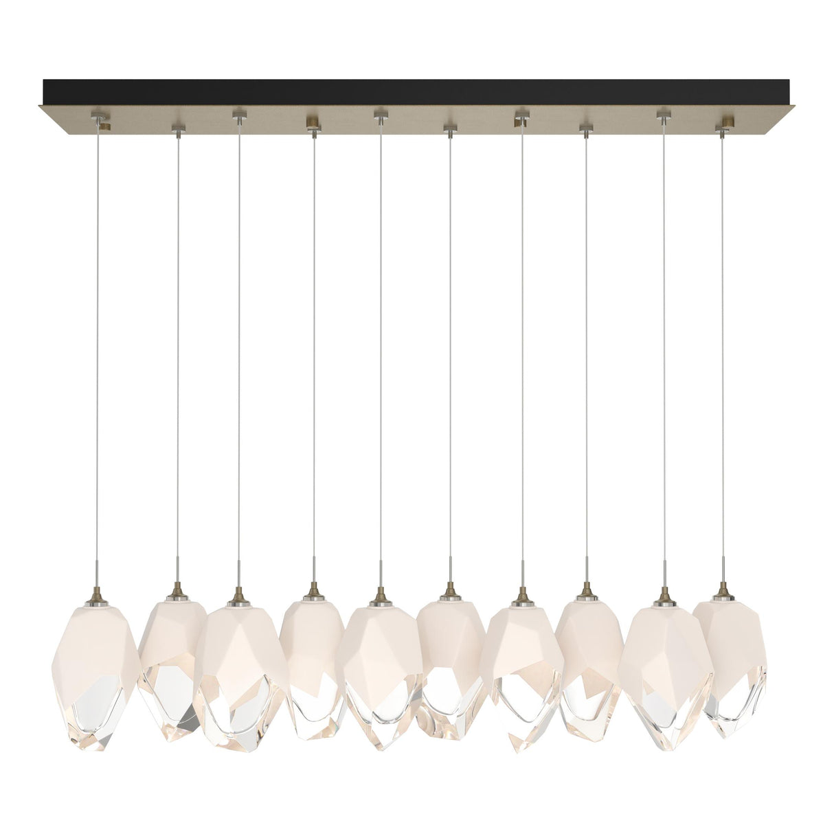 Hubbardton Forge 2023 Soft Gold White Crystal (WP) Long Chrysalis 10-Light Large Crystal Pendant