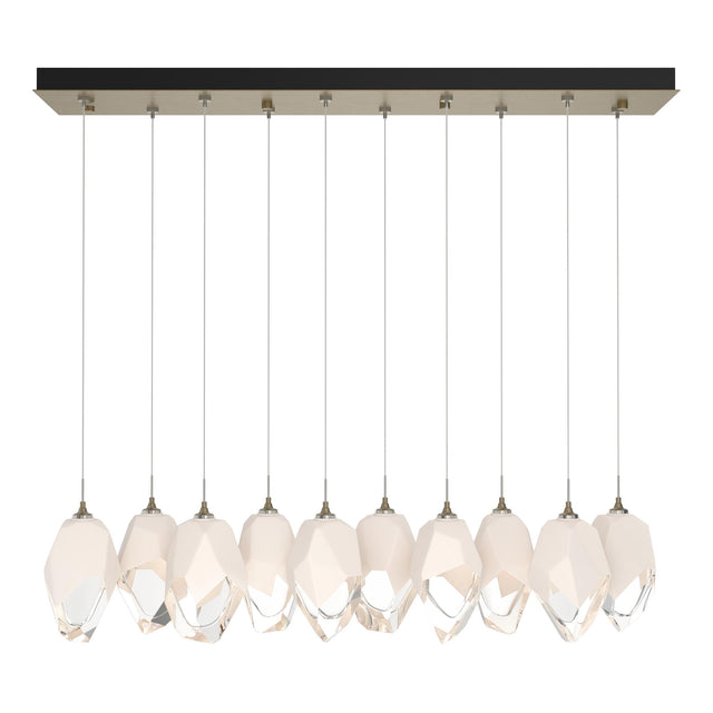 Hubbardton Forge 2023 Soft Gold White Crystal (WP) Long Chrysalis 10-Light Large Crystal Pendant