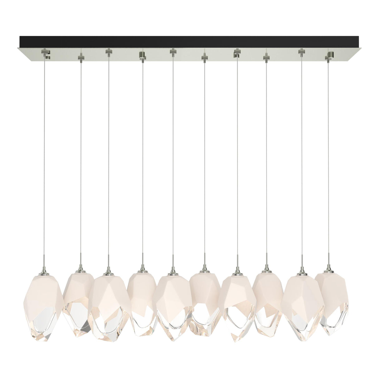 Hubbardton Forge 2023 Sterling White Crystal (WP) Long Chrysalis 10-Light Large Crystal Pendant