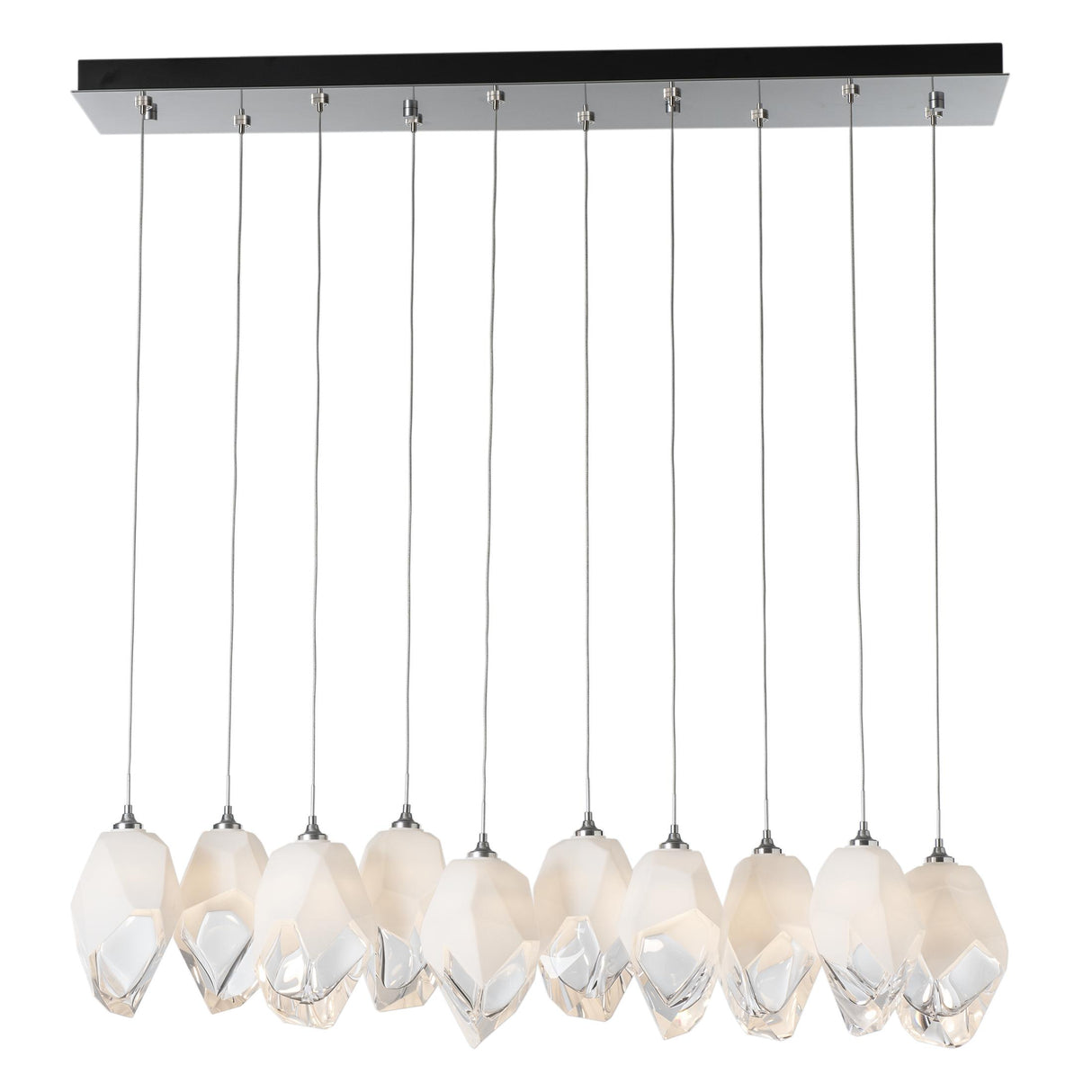 Hubbardton Forge 2023 Sterling White Crystal (WP) Long Chrysalis 10-Light Large Crystal Pendant