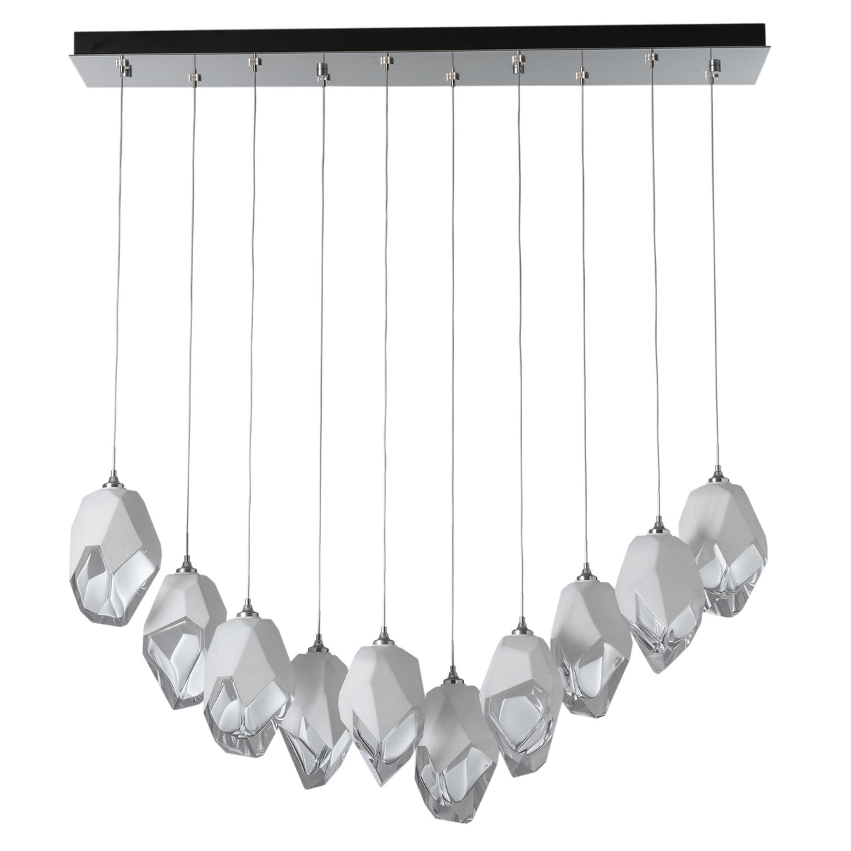 Hubbardton Forge 2023 Sterling White Crystal (WP) Long Chrysalis 10-Light Large Crystal Pendant