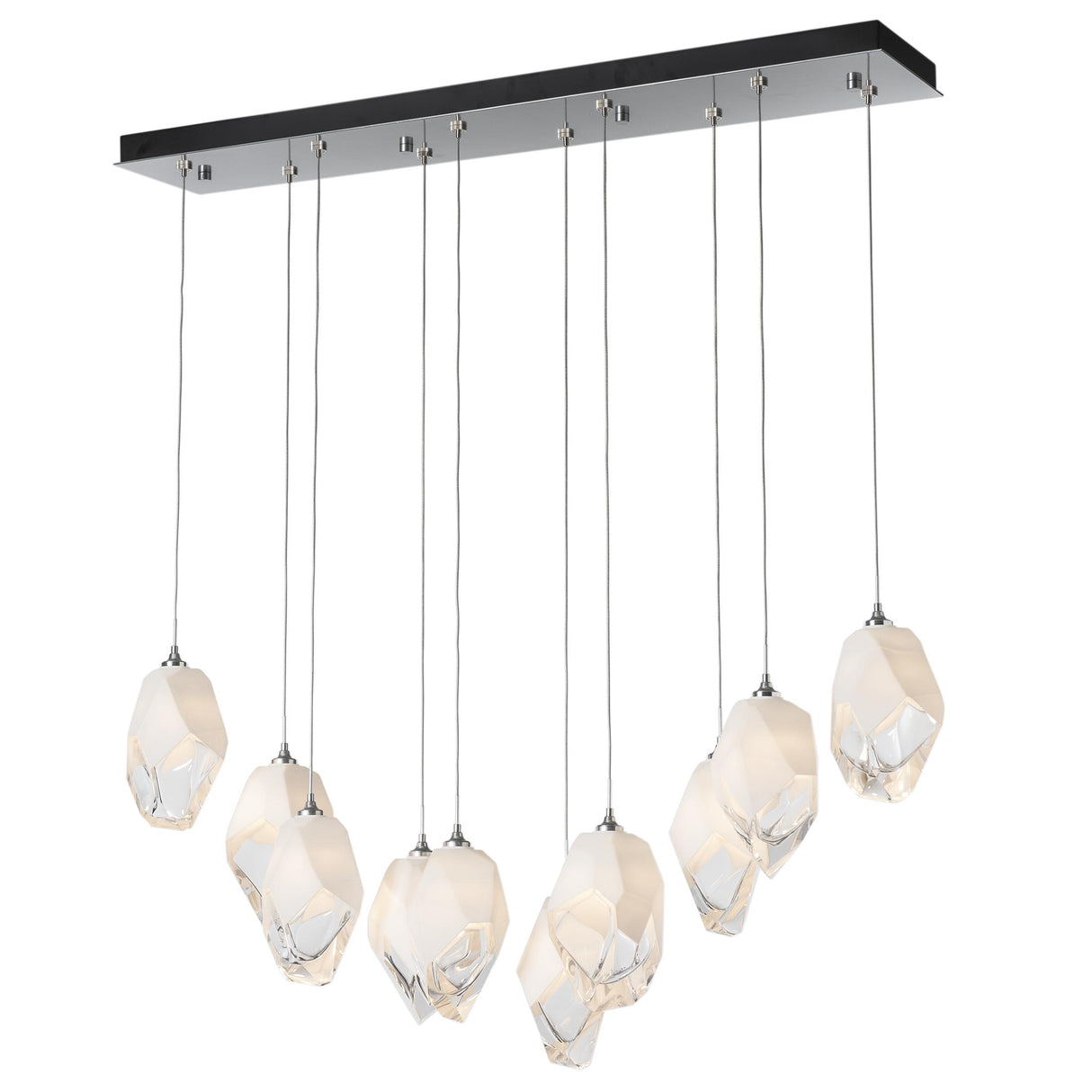Hubbardton Forge 2023 Sterling White Crystal (WP) Long Chrysalis 10-Light Large Crystal Pendant
