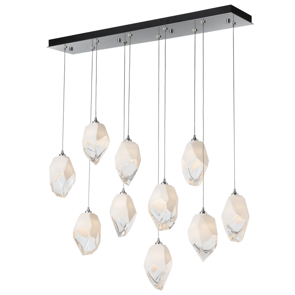 Hubbardton Forge 2023 Sterling White Crystal (WP) Long Chrysalis 10-Light Large Crystal Pendant