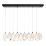 Hubbardton Forge 2023 Ink White Crystal (WP) Long Chrysalis 10-Light Large Crystal Pendant