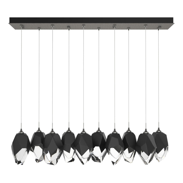 Hubbardton Forge 2023 Natural Iron Black Crystal (BP) Standard Chrysalis 10-Light Large Crystal Pendant