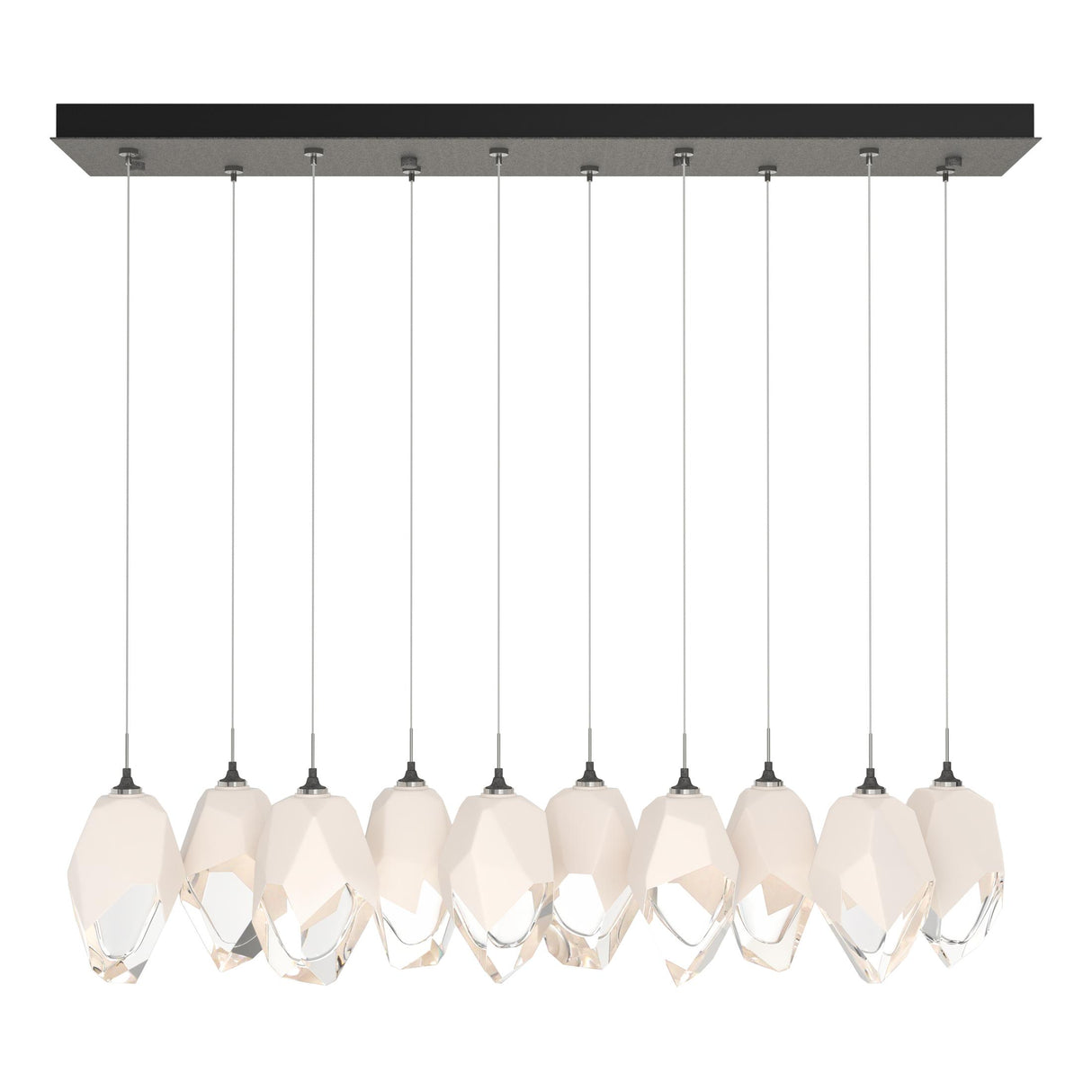 Hubbardton Forge 2023 Natural Iron White Crystal (WP) Standard Chrysalis 10-Light Large Crystal Pendant
