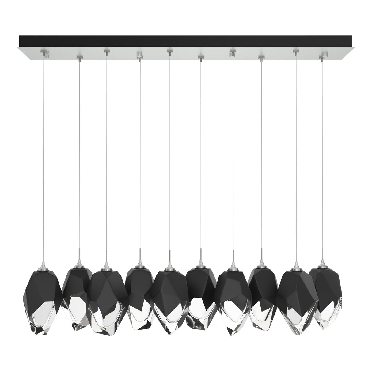 Hubbardton Forge 2023 Vintage Platinum Black Crystal (BP) Standard Chrysalis 10-Light Large Crystal Pendant
