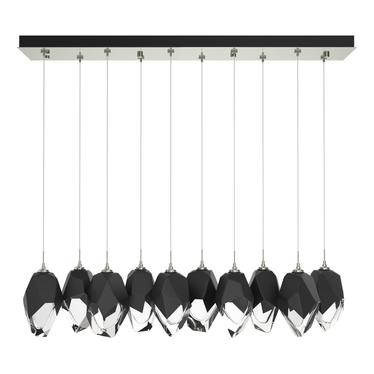 Hubbardton Forge 2023 Sterling Black Crystal (BP) Standard Chrysalis 10-Light Large Crystal Pendant