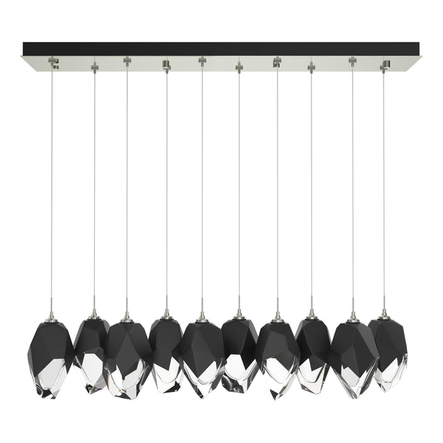 Hubbardton Forge 2023 Sterling Black Crystal (BP) Standard Chrysalis 10-Light Large Crystal Pendant