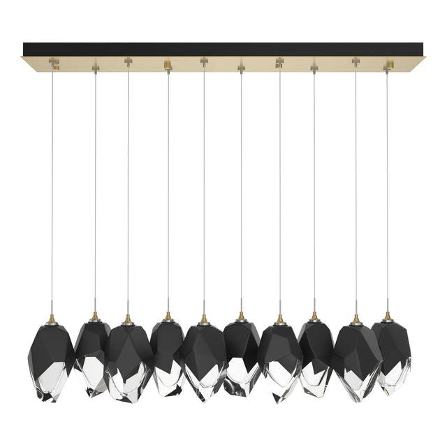 Hubbardton Forge 2023 Modern Brass Black Crystal (BP) Standard Chrysalis 10-Light Large Crystal Pendant
