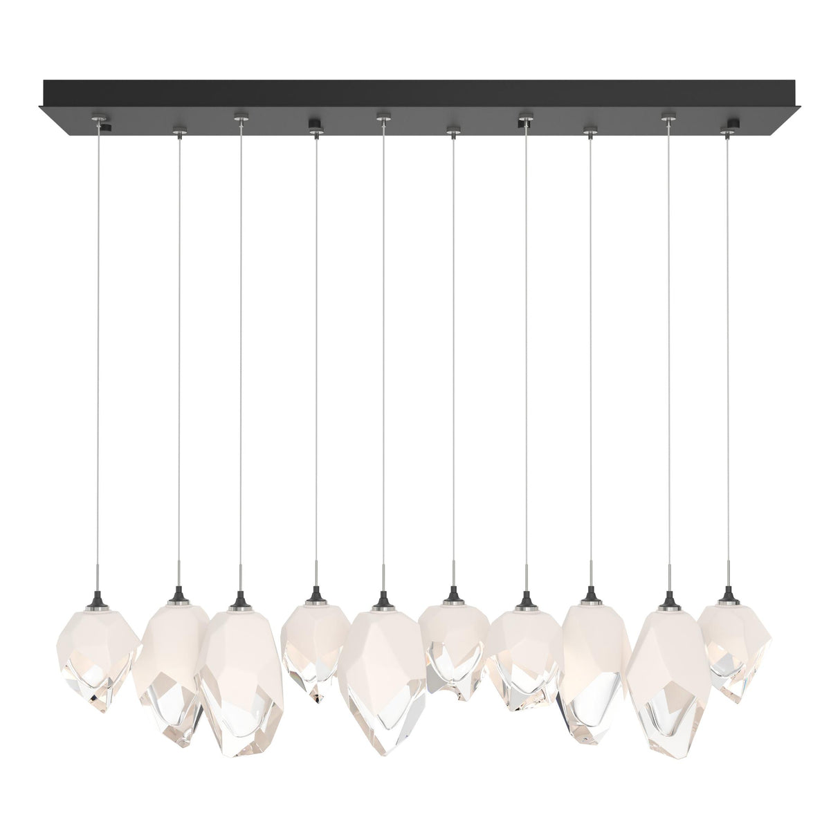Hubbardton Forge 2023 White White Crystal (WP) Long Chrysalis 10-Light Mixed Crystal Pendant