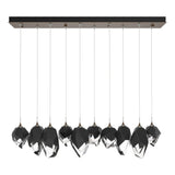 Hubbardton Forge 2023 Bronze Black Crystal (BP) Long Chrysalis 10-Light Mixed Crystal Pendant