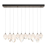 Hubbardton Forge 2023 Bronze White Crystal (WP) Long Chrysalis 10-Light Mixed Crystal Pendant