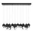 Hubbardton Forge 2023 Dark Smoke Black Crystal (BP) Long Chrysalis 10-Light Mixed Crystal Pendant