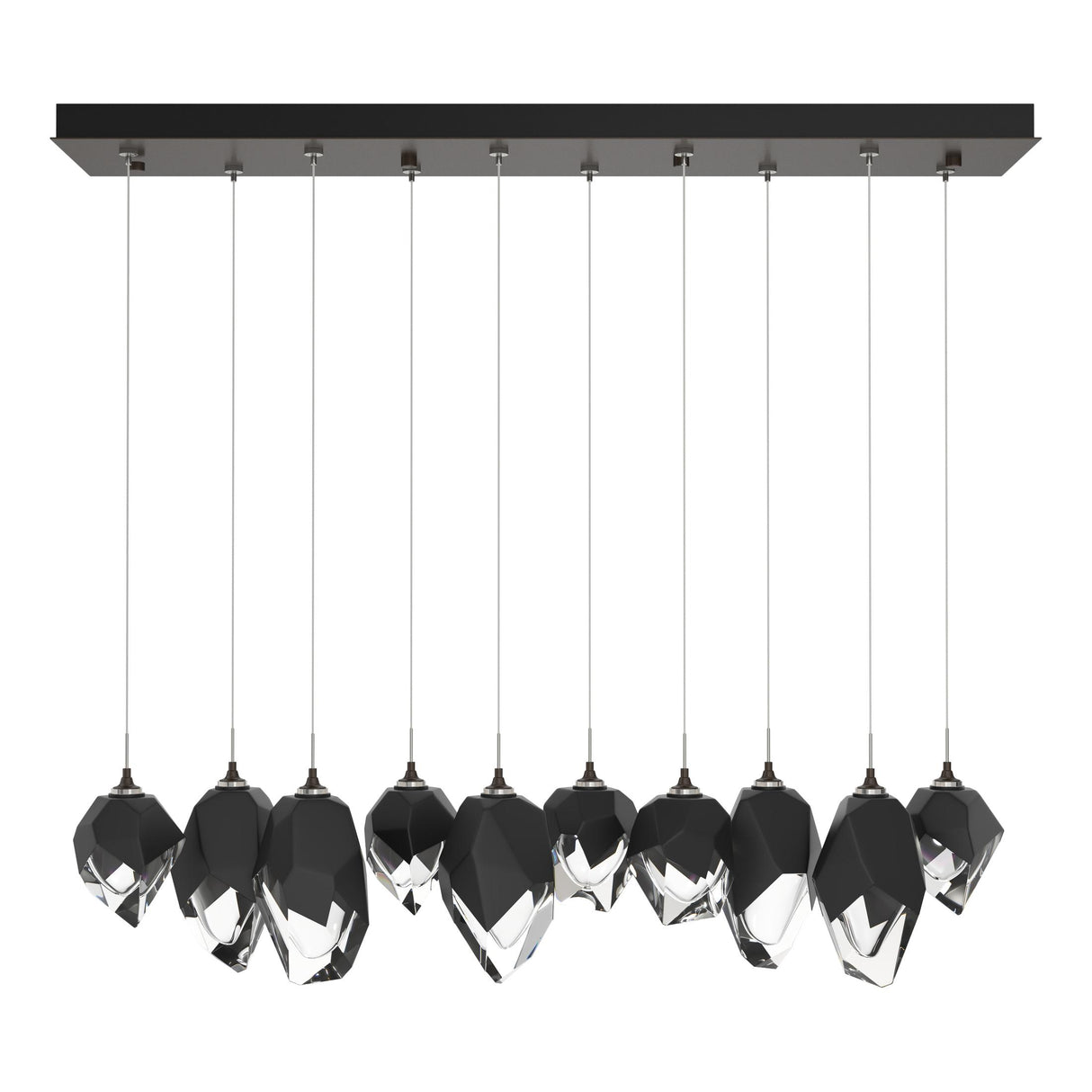 Hubbardton Forge 2023 Oil Rubbed Bronze Black Crystal (BP) Long Chrysalis 10-Light Mixed Crystal Pendant