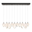 Hubbardton Forge 2023 Oil Rubbed Bronze White Crystal (WP) Long Chrysalis 10-Light Mixed Crystal Pendant