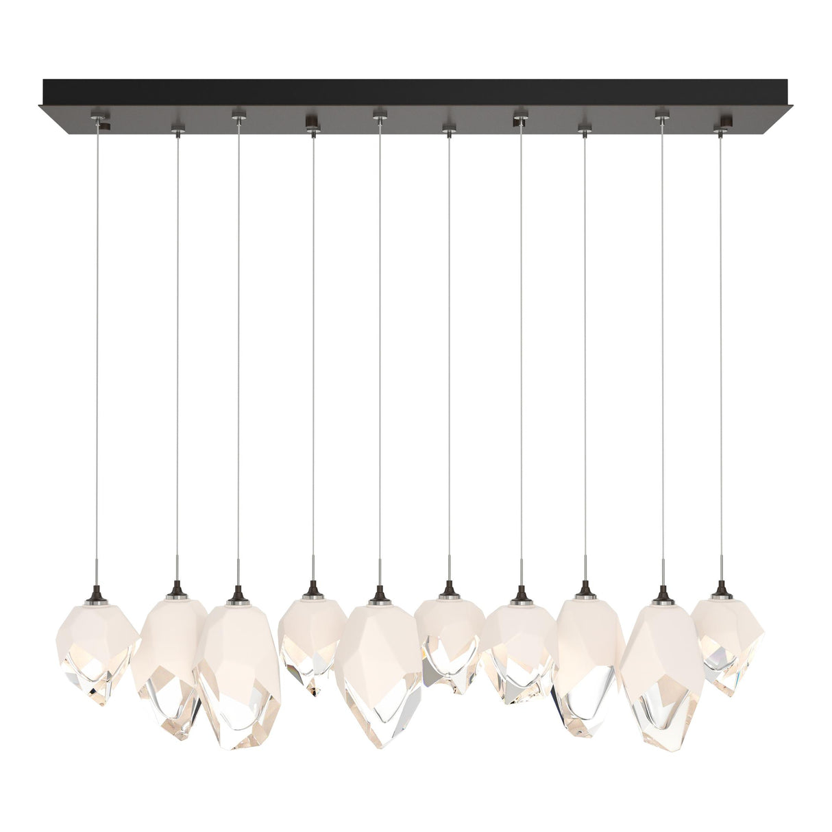 Hubbardton Forge 2023 Oil Rubbed Bronze White Crystal (WP) Long Chrysalis 10-Light Mixed Crystal Pendant