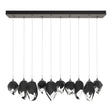 Hubbardton Forge 2023 Natural Iron Black Crystal (BP) Long Chrysalis 10-Light Mixed Crystal Pendant