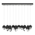 Hubbardton Forge 2023 Vintage Platinum Black Crystal (BP) Long Chrysalis 10-Light Mixed Crystal Pendant